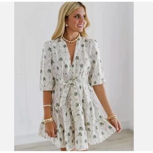 ZARA WOMAN PRINTED SHORT DRESS ZW COLLECTION White Green 5216/047 Medium M